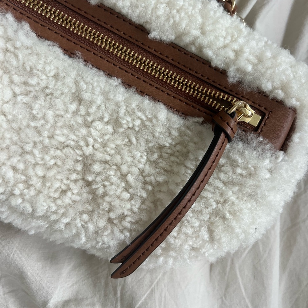 Michael Kors Cream Sherpa Crossbody Bag - Picture 7 of 11